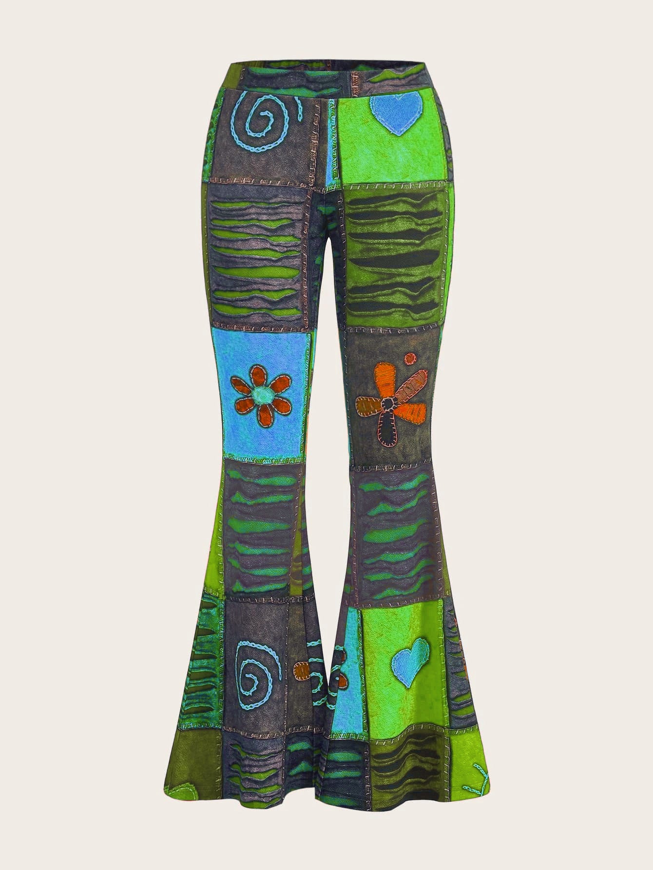 Pattern Abstract Art Style Personality Trend Tight Bootcut Jeans