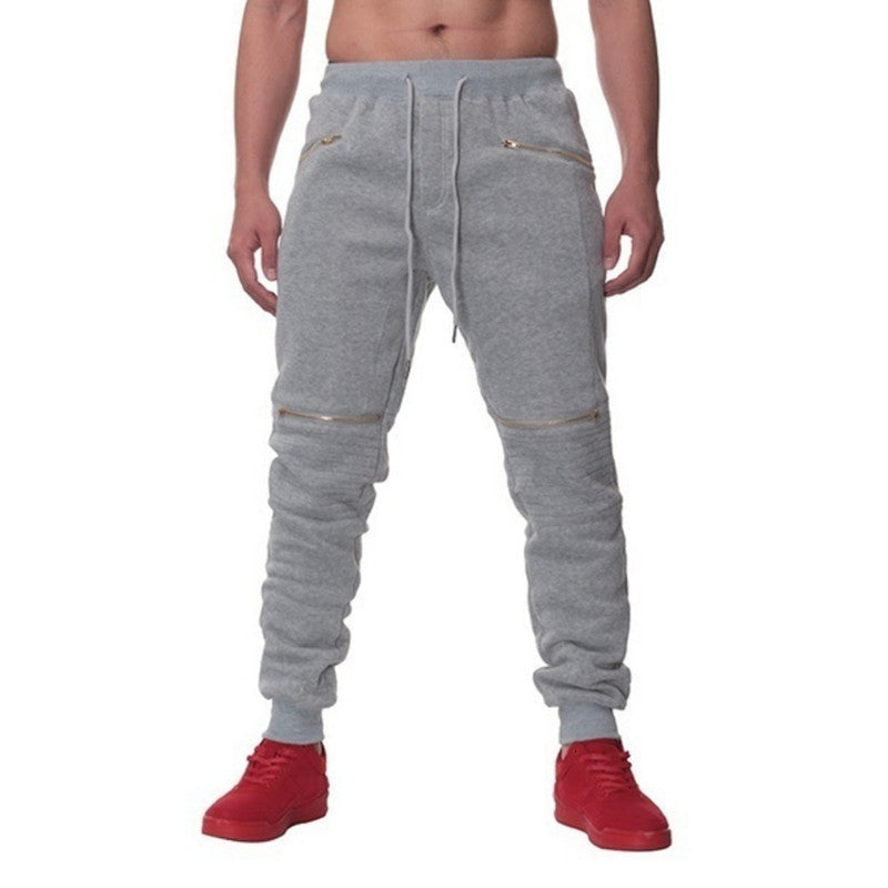 Men's Joggers With Double Pockets And Zip Personality Design