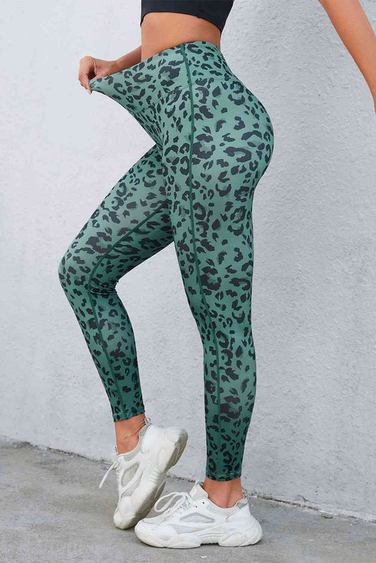 Leopard Print Wide Waistband Leggings - Munsieur