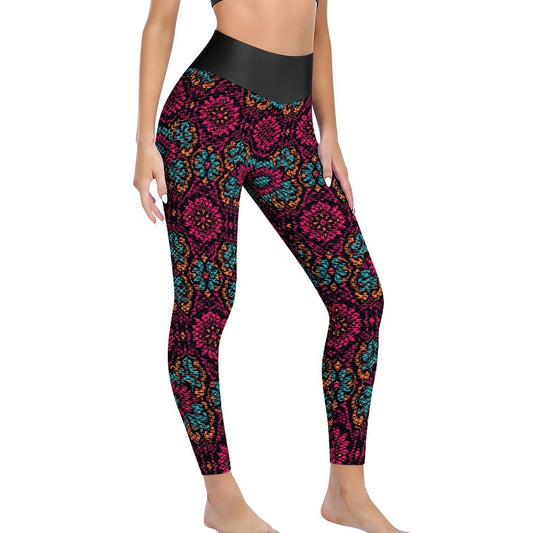 Munsieur Custom Printed Honeycomb Textured Yoga Leggings for Women