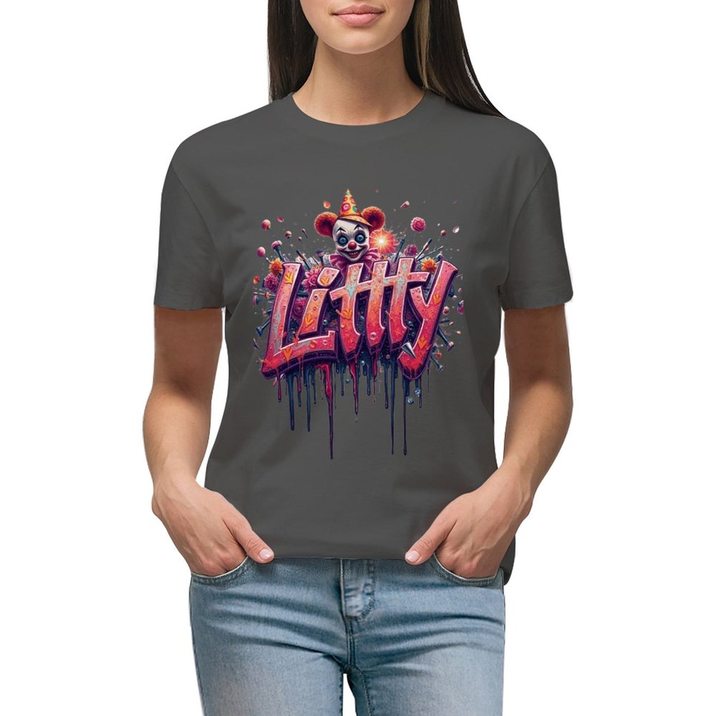 Munsieur Designer T-shirt for Women "Littty" Drip With Confidence Streetwear for Her