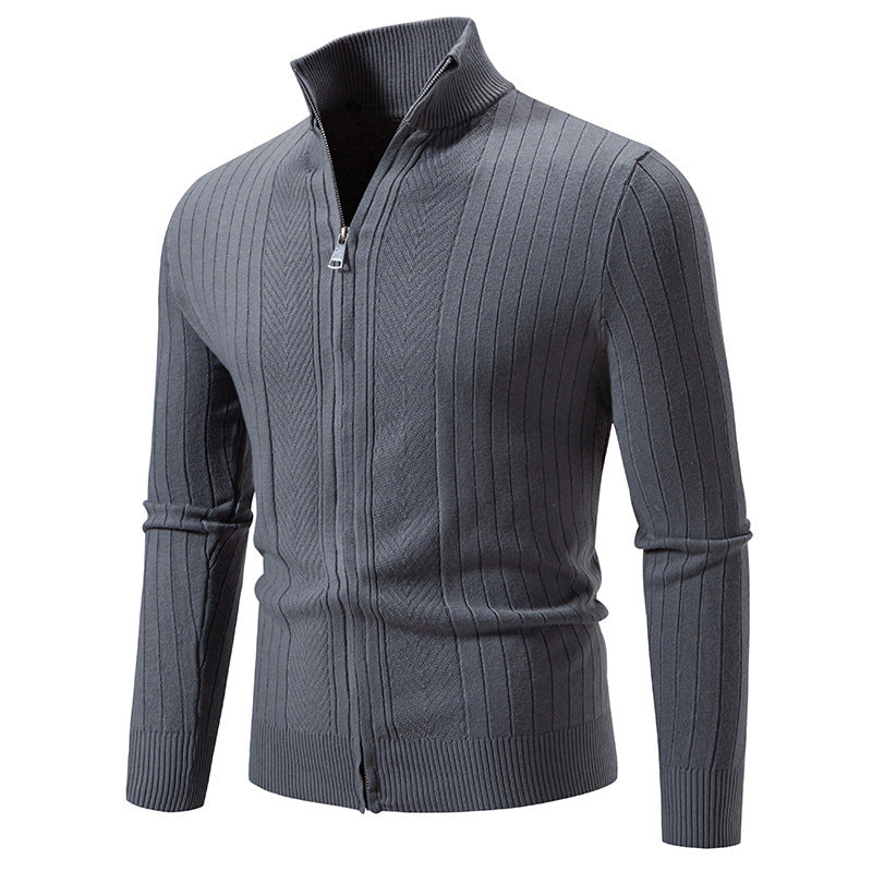 Solid Color Zipper Cardigan Hoodie For Men
