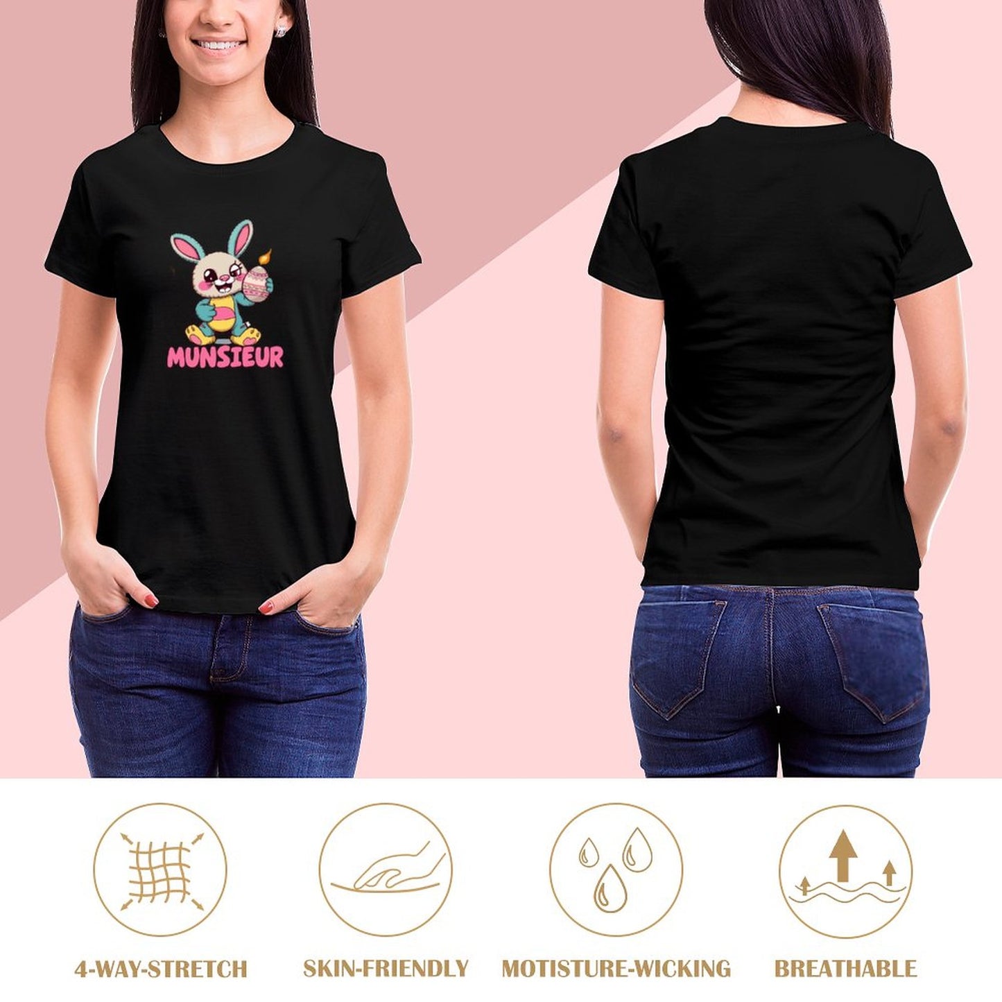 Easter Collection Munsieur Brand T-shirt for Women "Bunny Boom" Designer Streetwear for Her