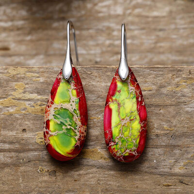 Teardrop Shape Natural Stone Dangle Earrings - Munsieur