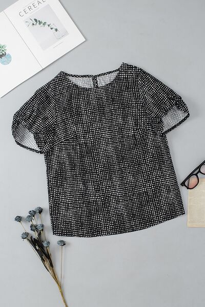 Printed Short Puff Sleeve Blouse - Munsieur