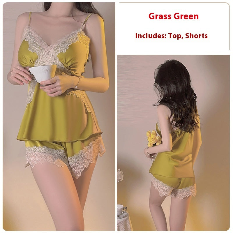 Simple Comfortable Sleepwear Gown Three-piece Lingerie