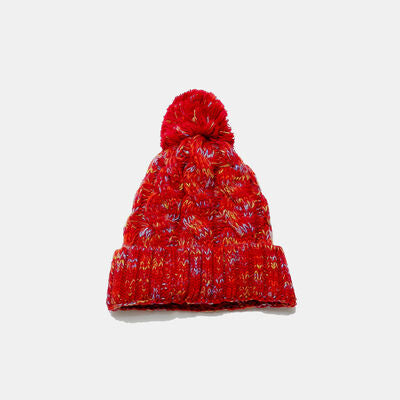 Contrast Cable-Knit Hat with Pompom - Munsieur