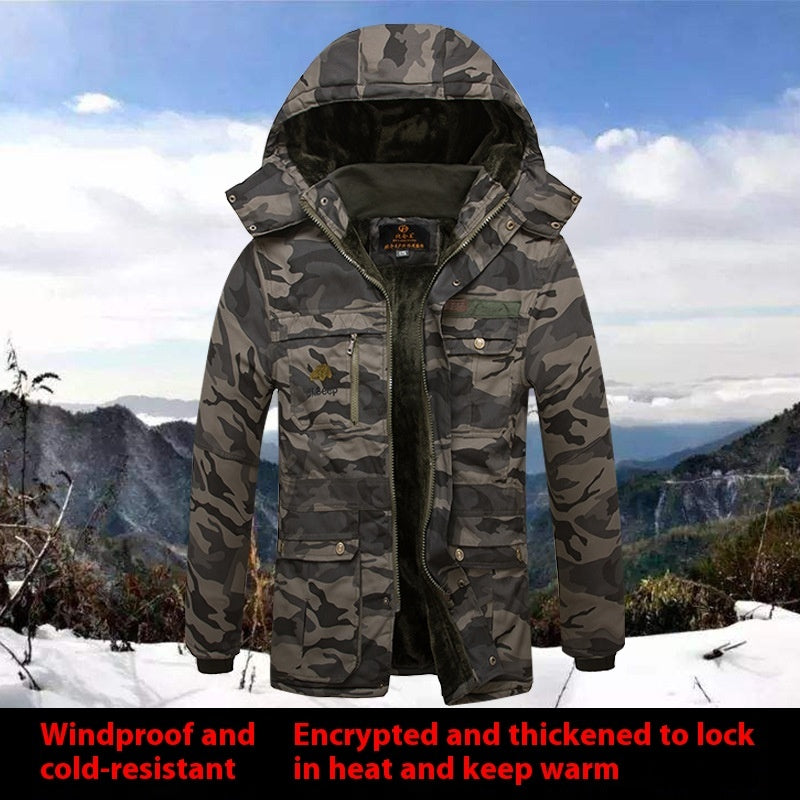 Windproof And Cold-resistant Ultra-fine-meshed Thickening Velvet Lining Cotton-padded Coat
