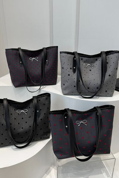 Bow Trim Polyester Tote Bag - Munsieur