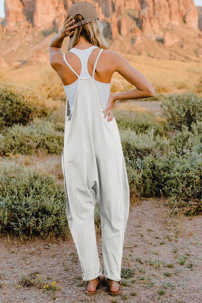 Double Take Full Size V-Neck Sleeveless Jumpsuit with Pockets - Munsieur