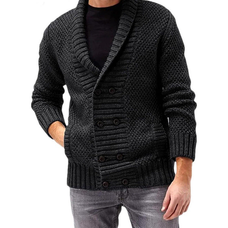 Fashion Simple Solid Color Men's Comfortable Long Sleeve Cardigan Lapel Hoodie