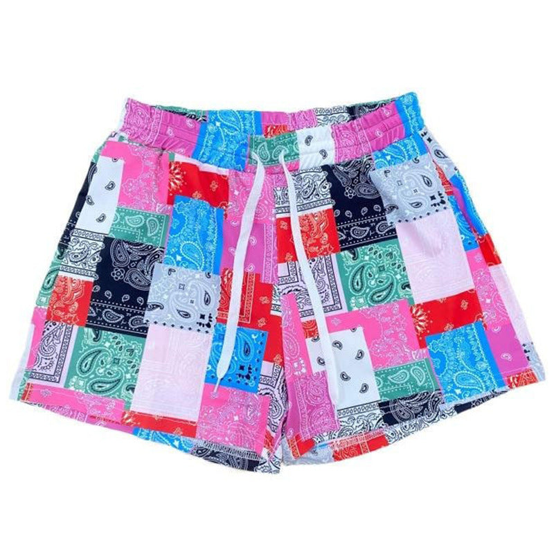 Women's Cashew Bottoms Colorful Stitching Drawstring Bottoms - Munsieur