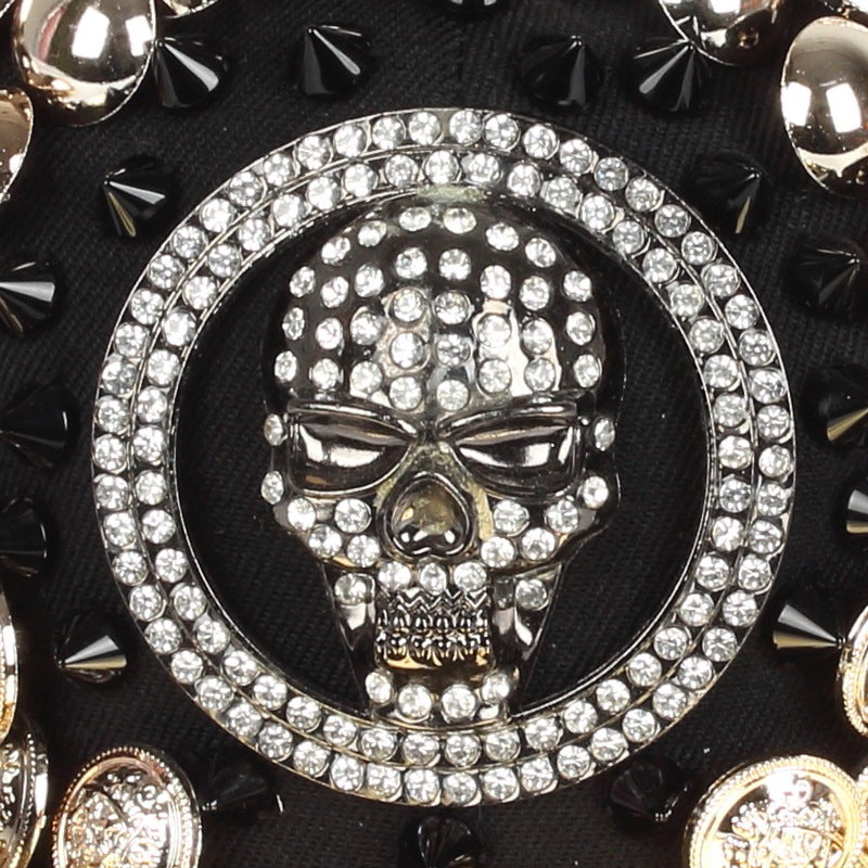 Men Women Handmade Skull Leopard Head Rivet Baseball Hat