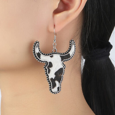 Alloy Animal Print Cow Head Earrings - Munsieur
