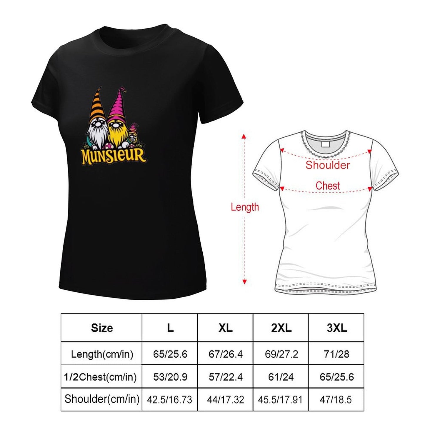 Munsieur Women's Designer T-shirt "Gnomes" Streetwear for Her