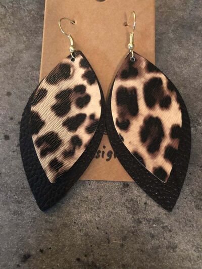 PU Leather Leaf Dangle Earrings - Munsieur