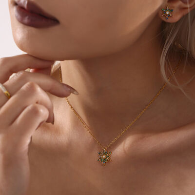 Stainless Inland Zircon Snowflake Necklace - Munsieur