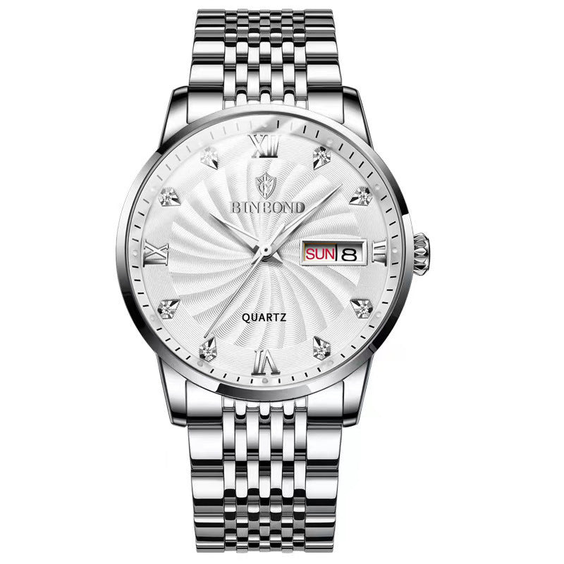 Fashion Quartz Watch Double Calendar Men's Watch Waterproof