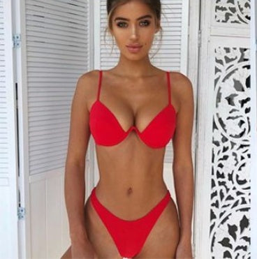 Swimwear Summer Bikini Women Swimsuit Bra and Panties Set Solid Color