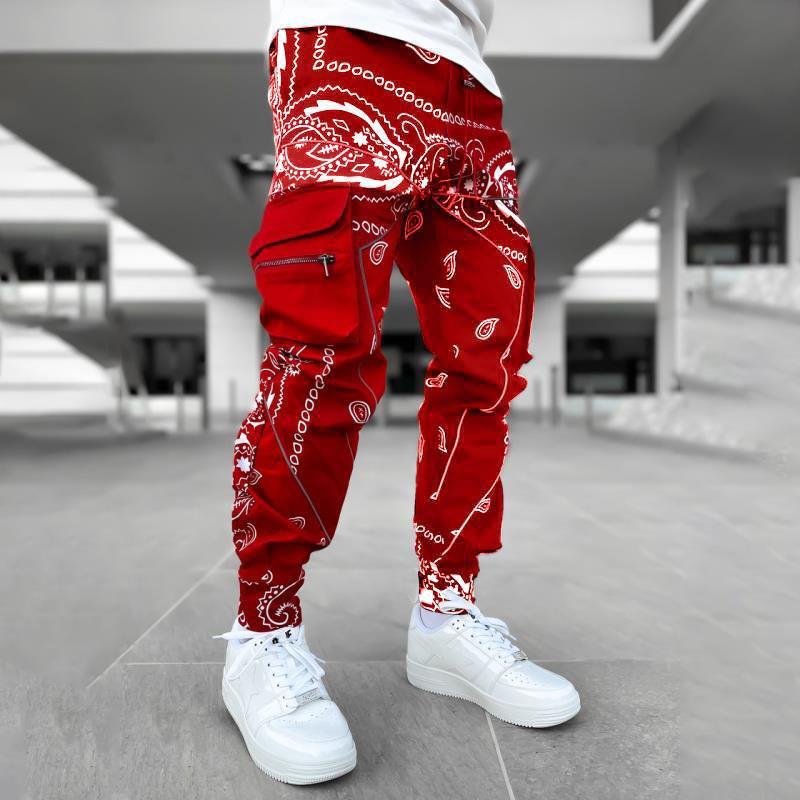 Men's Bandanna Print Casual Wide-Leg Harem Pants