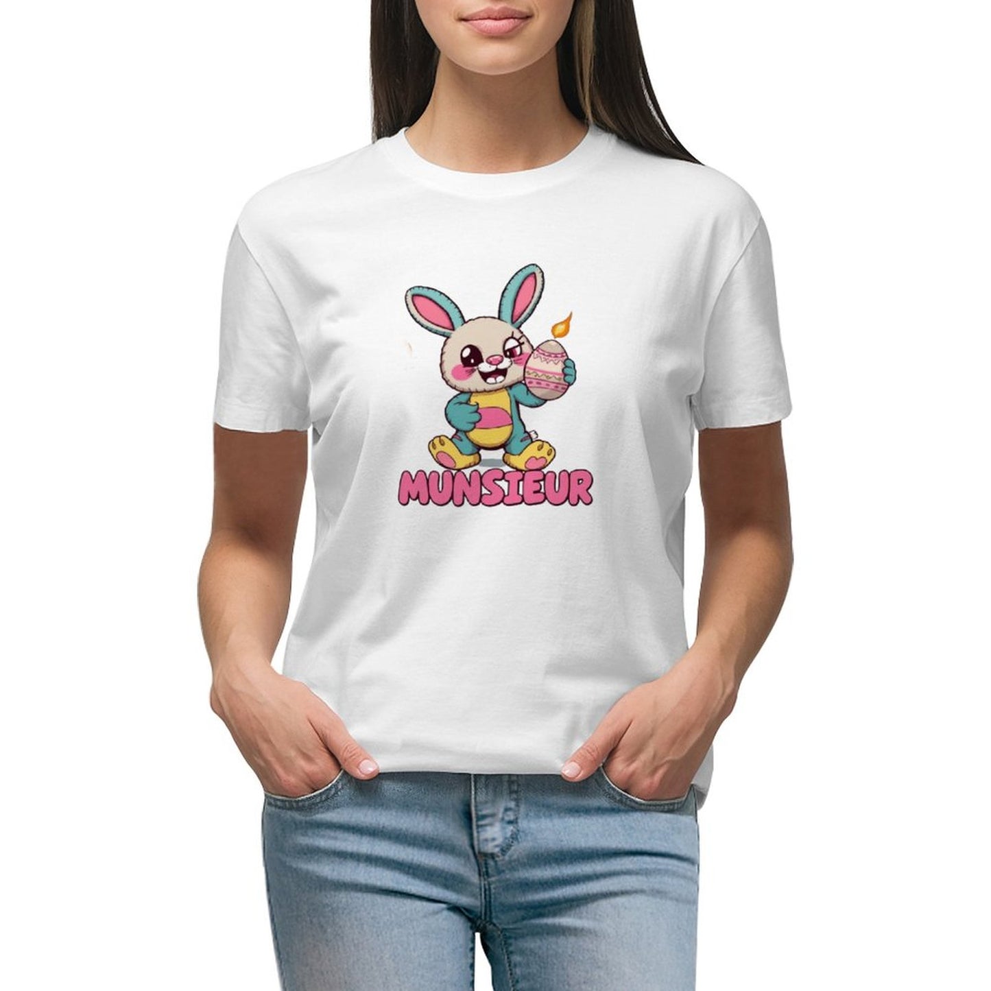 Easter Collection Munsieur Brand T-shirt for Women "Bunny Boom" Designer Streetwear for Her