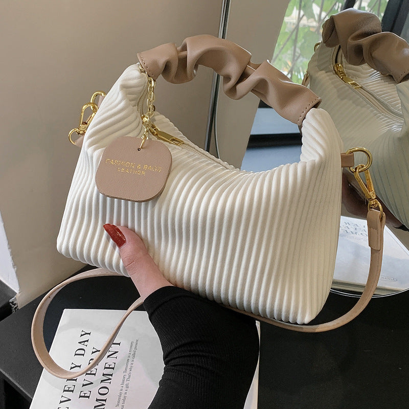 Women's Fashion Crossbody Bag PU Leather Pleated Cloud Small Tote Bags Casual Simple Elegant Temperament Messenger Bags