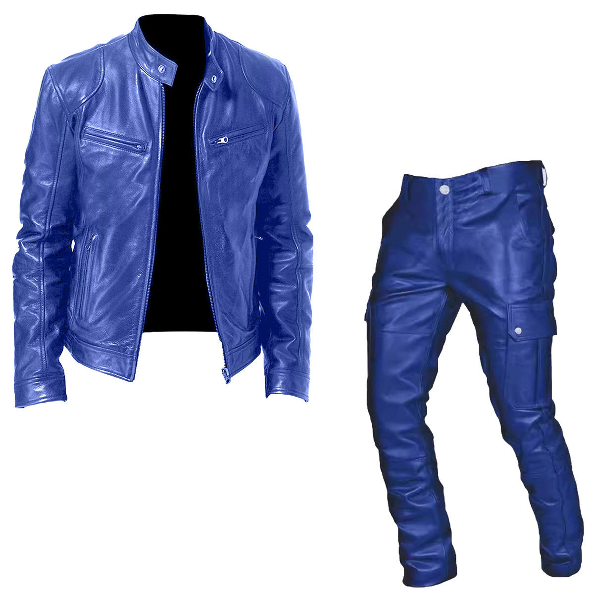 Men's Leather Coat Set Two-piece PU Casual