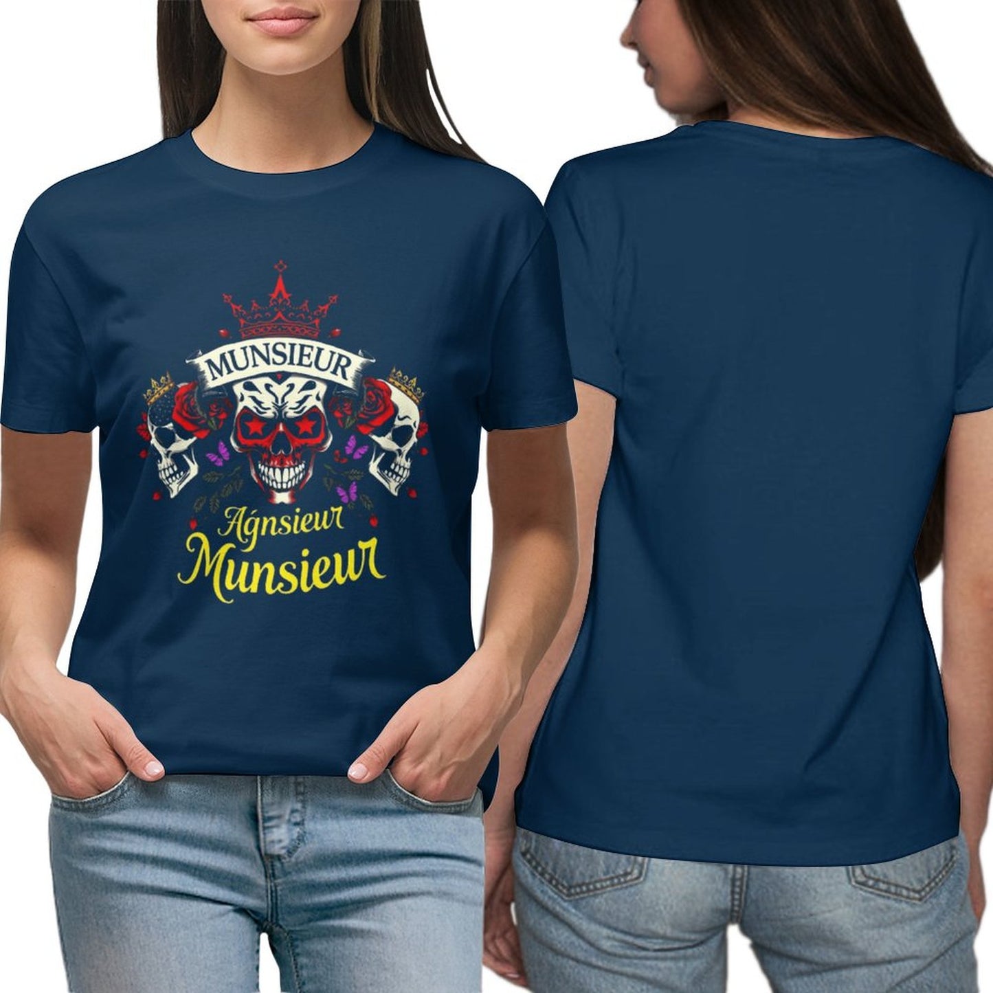 Munsieur Women's Custom T-Shirt "Agnsieur" Streetwear for Her