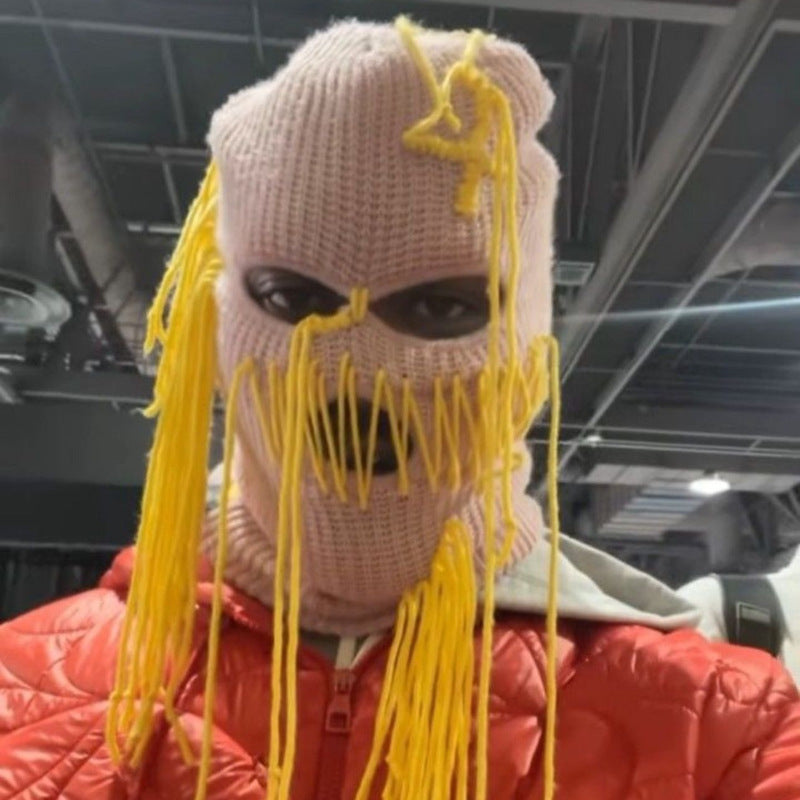 Handmade Knitted Colorful Line Hat Mask
