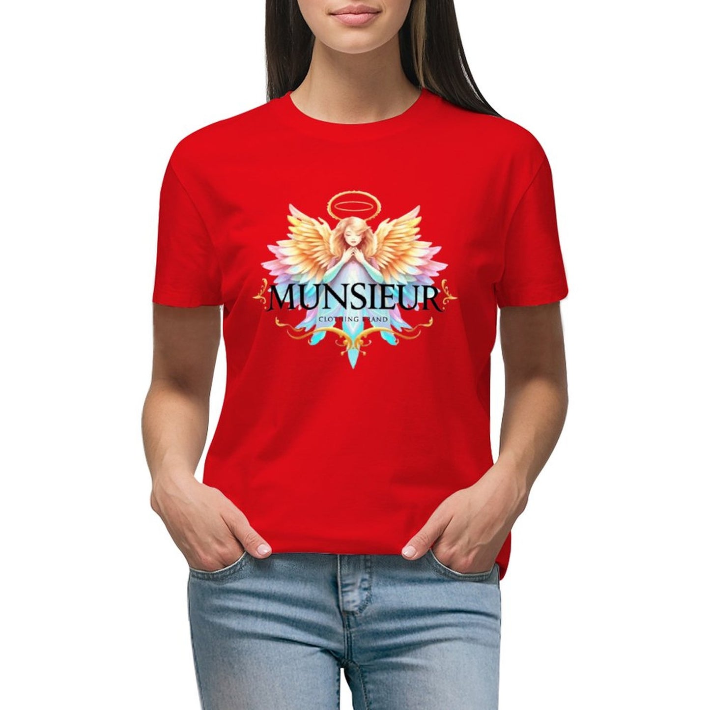 Munsieur Designer T-shirt for Women "Angel" Drip With Confidence Streetwear for Her