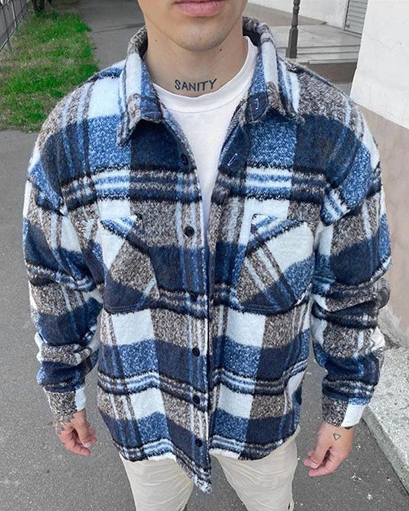 Men's Color Matching 3D Digital Printed Coat