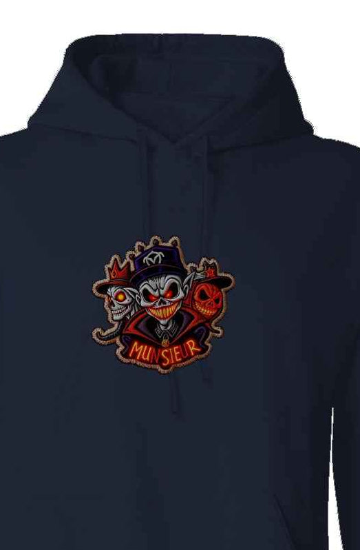MUNSIEUR Halloween Print Hoodie Made In USA Pullov
