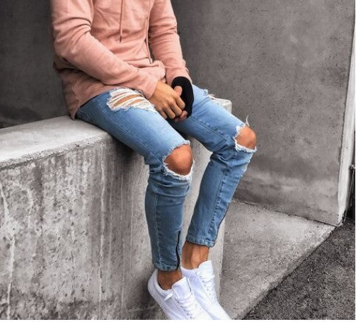 Men's Pants Stretchy Ripped Style