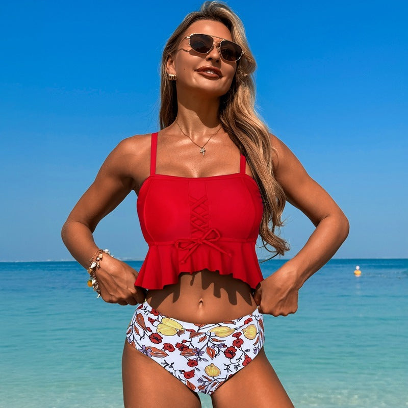 Women's Tight Swimsuit Conservative Lingerie Split Slimming