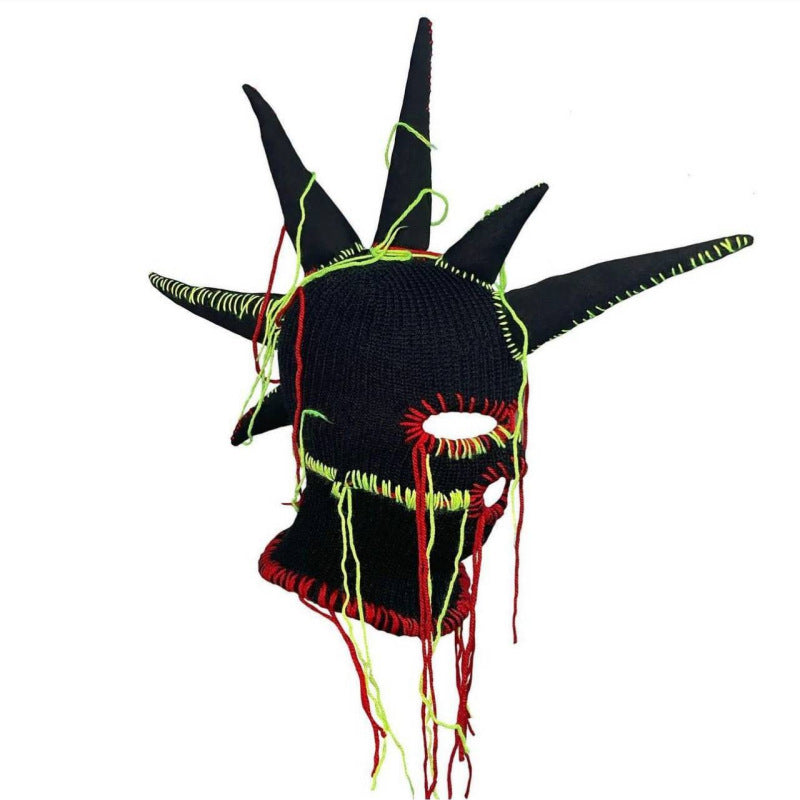 Handmade Knitted Colorful Line Hat Mask