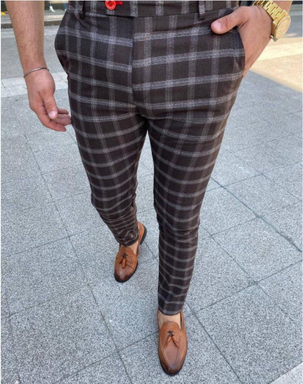 Men's Business Checkered Casual Pants