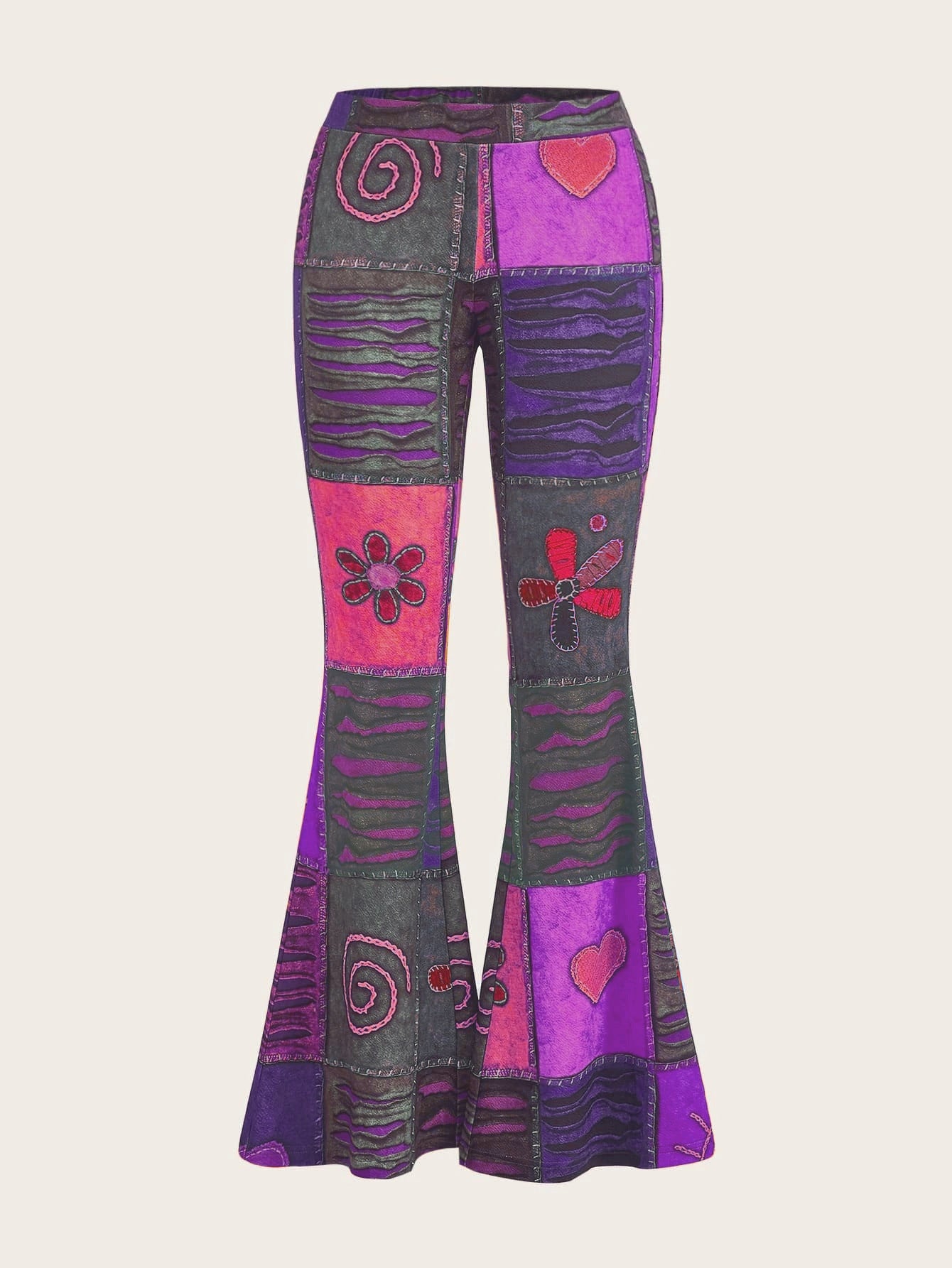 Pattern Abstract Art Style Personality Trend Tight Bootcut Jeans