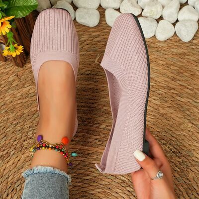 Knitted Square Toe Flat Slip-Ons - Munsieur