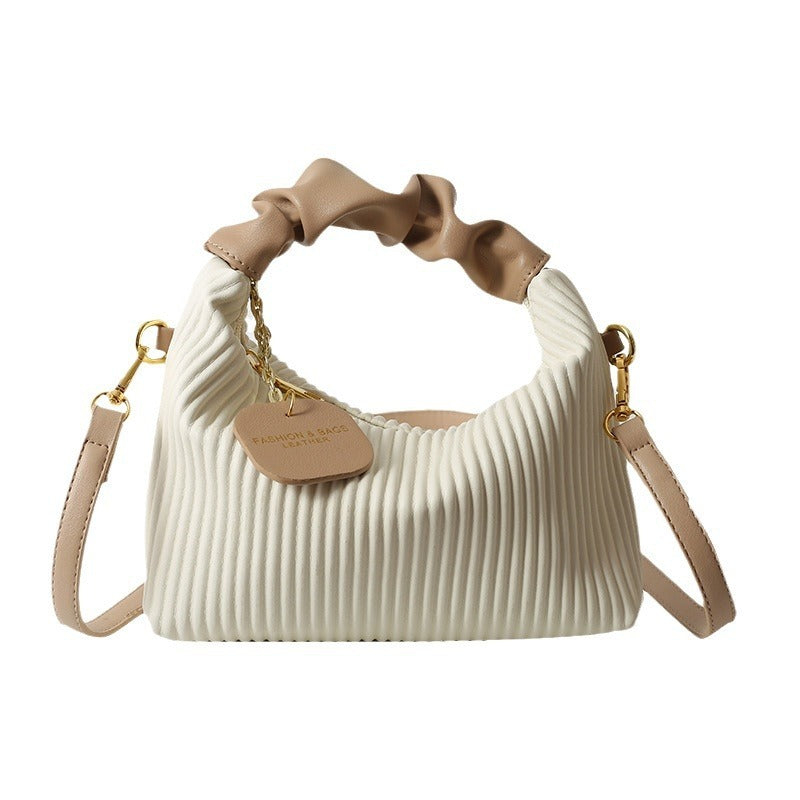 Women's Fashion Crossbody Bag PU Leather Pleated Cloud Small Tote Bags Casual Simple Elegant Temperament Messenger Bags