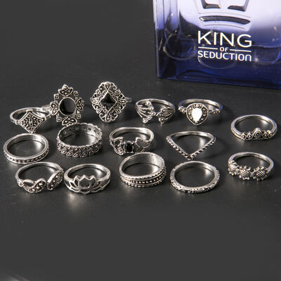 15 Piece Alloy Vintage Ring Set - Munsieur