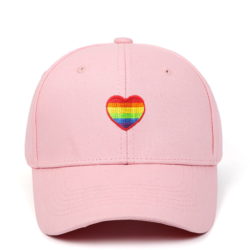 Men's Fashion Rainbow Heart Embroidered Outdoor Sun Hat