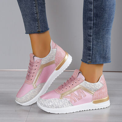 Contrast Lace Up Round Toe Sneakers - Munsieur