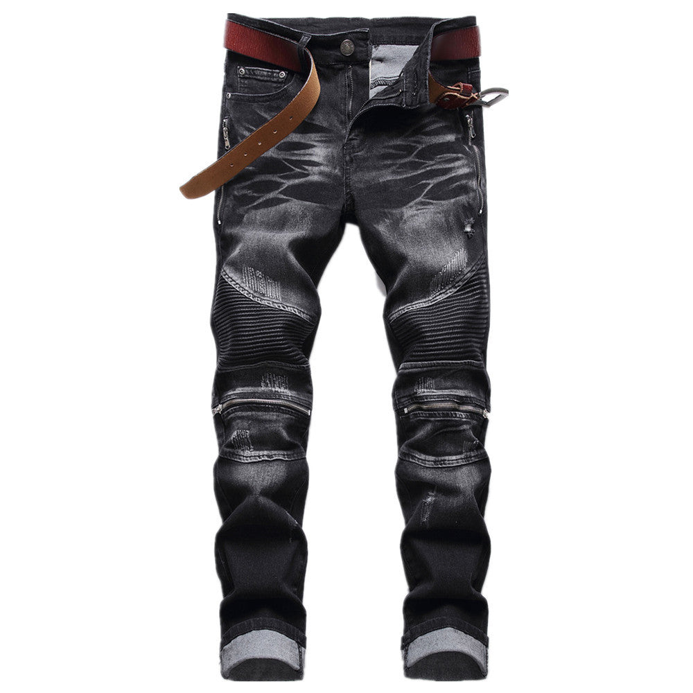 Men's Motorcycle Fashion Zipper Oversized Pants
