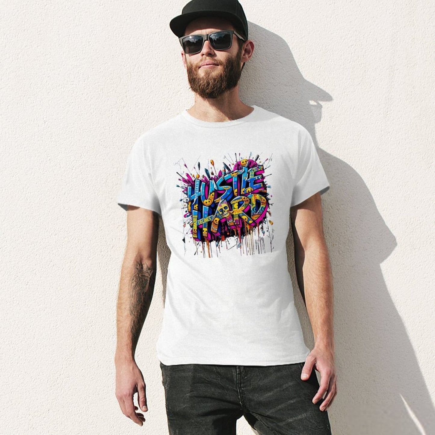 Men's Tee "Hustle Hard" Streetwear Design
