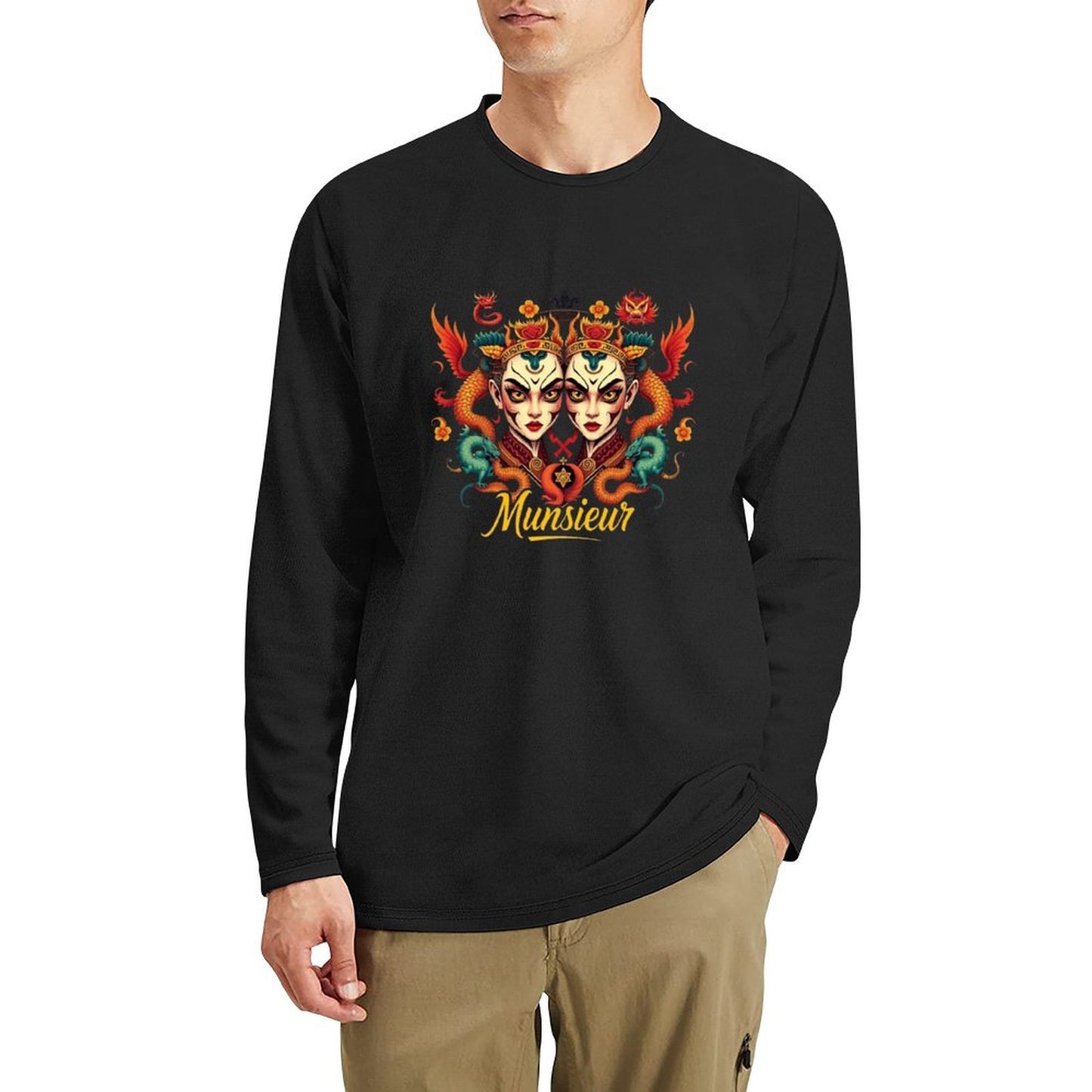 Munsieur Long Sleeve Tee for Men: Perfect for Layering and Standalone Wear - Munsieur