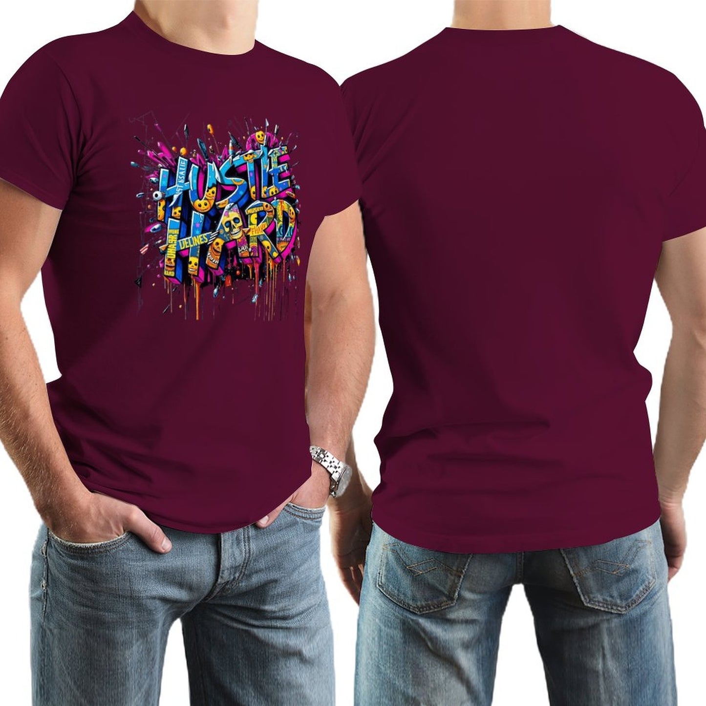 Men's Tee "Hustle Hard" Streetwear Design