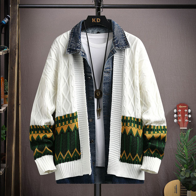 Men's Clothing Fashion Polo Collar Hoodie Cardigan