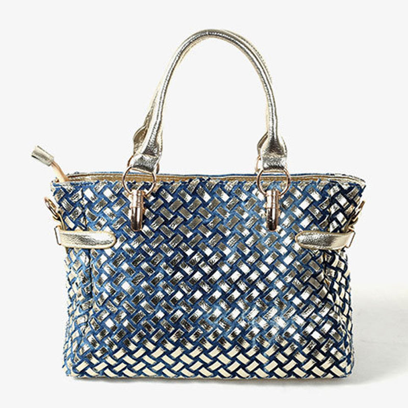 Inlaid Glass Rhinestone Small Buckle Lock Denim Single Shoulder Messenger Handbag