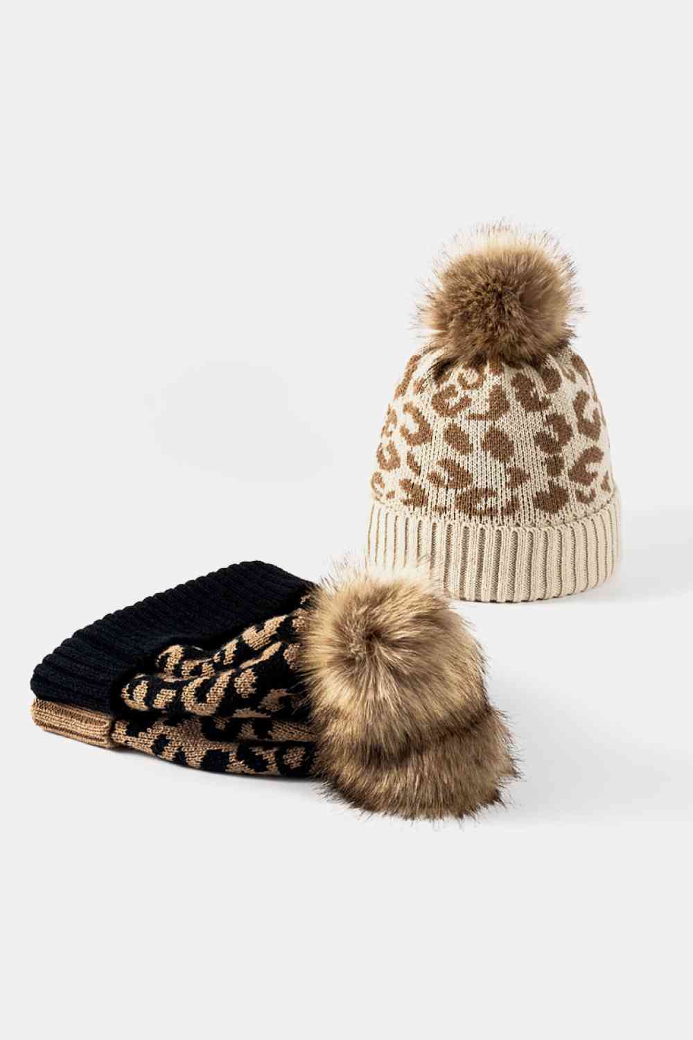 Leopard Pom-Pom Cuffed Beanie - Munsieur