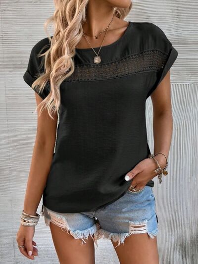 Cutout Round Neck Short Sleeve Top - Munsieur